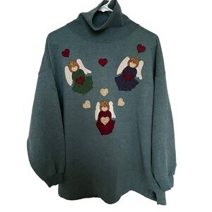 Pro‎ Spirit Select Sweats Pullover Turtleneck Sweatshirt Angels Green XL Vintage